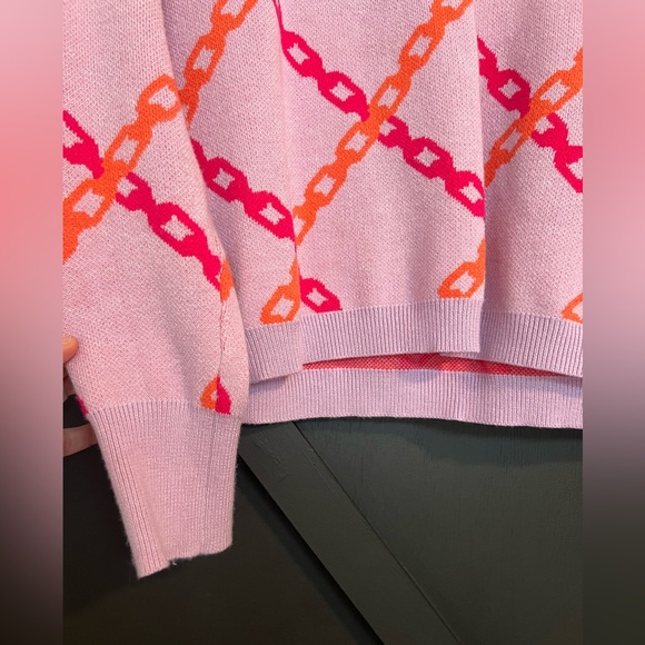 THML Lilac Chain Pattern Knit Sweater, Size Medium - Picture 6 of 9